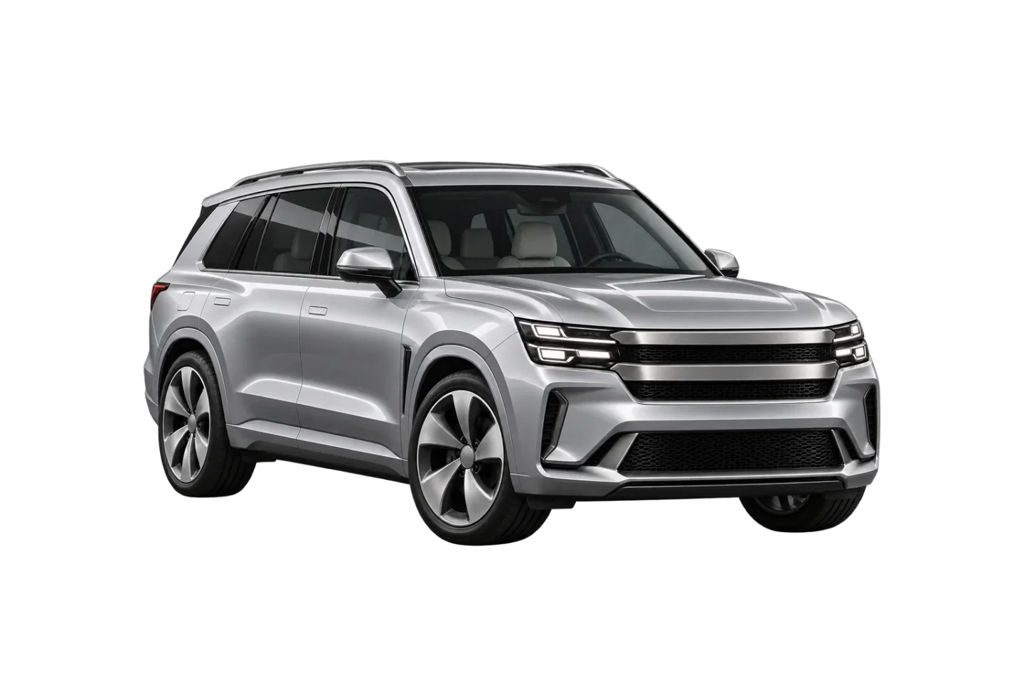 Fictional VELUNE SUV, front-right reference angle. Wheel design is part of this supplied render.