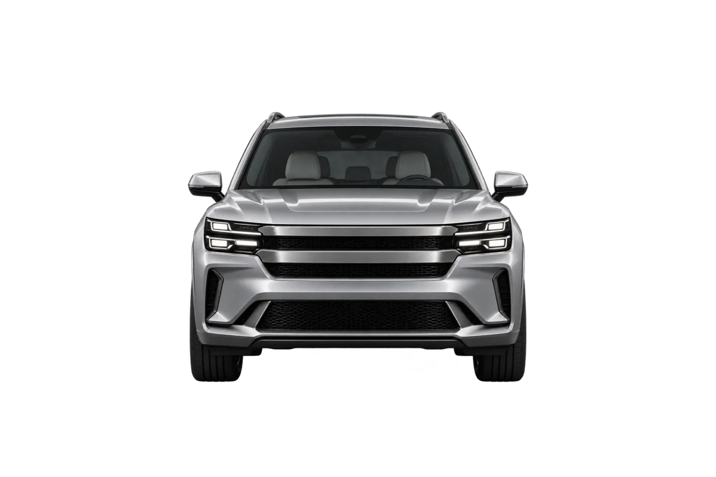 Fictional VELUNE SUV, front reference angle. Wheel design is part of this supplied render.