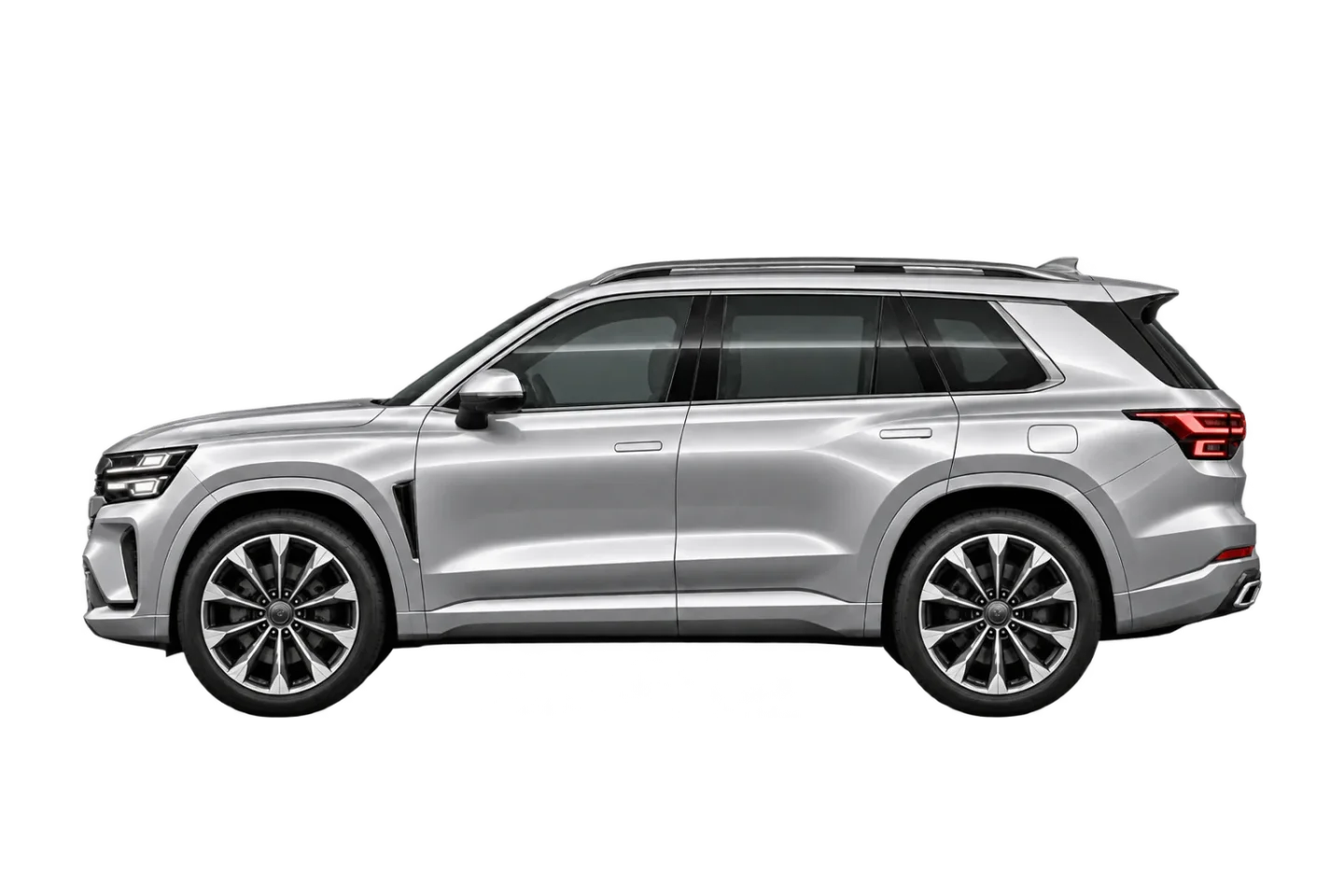 Fictional VELUNE SUV, left reference angle. Wheel design is part of this supplied render.