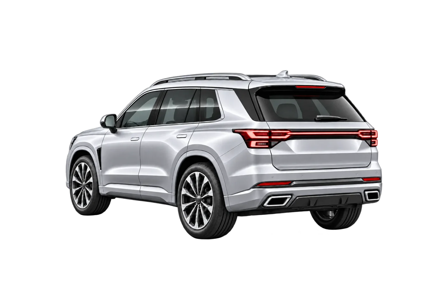 Fictional VELUNE SUV, rear-left reference angle. Wheel design is part of this supplied render.