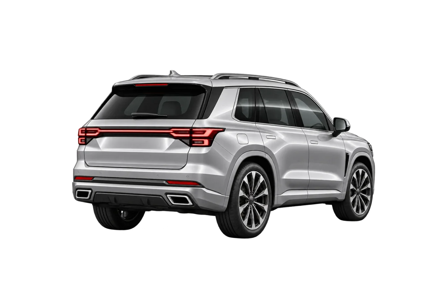 Fictional VELUNE SUV, rear-right reference angle. Wheel design is part of this supplied render.